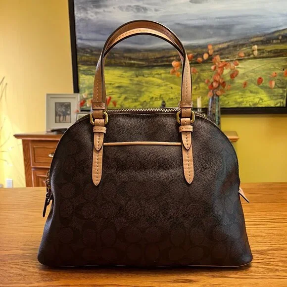 Coach Signature Monogram Handbag Satchel - Picture 4 of 11